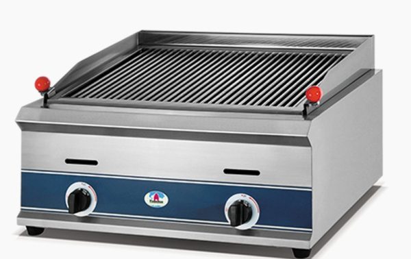 Parrilla a gas con piedra volcánica